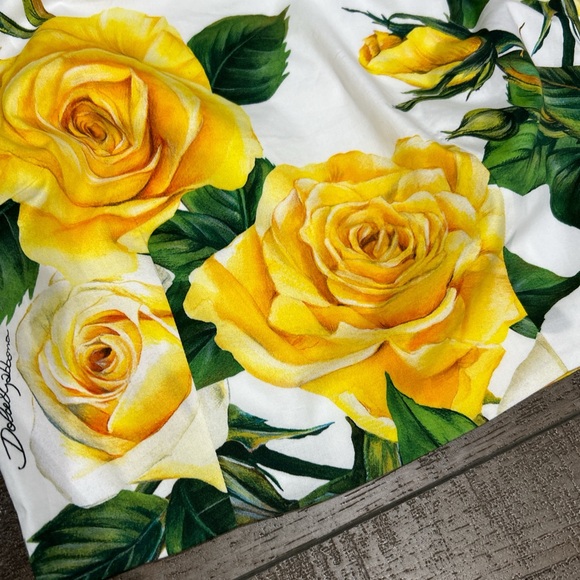 Dolce & Gabbana one shoulder yellow rose floral print top - Picture 4 of 8